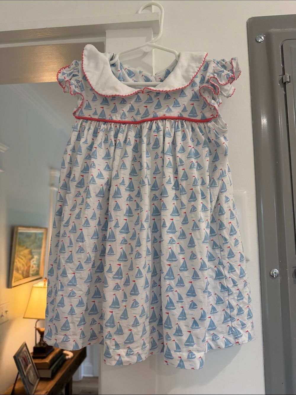 Girls 4t shrimp & grits Sailboat dress Peter - Blue & White